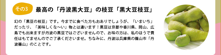 最高の「丹波黒大豆」の枝豆「黒大豆枝豆」